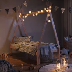 Tipi-Bett "Tipi" Naturholz 80x160 Cm Vitalispa -Möbel Store m3387 06 ol