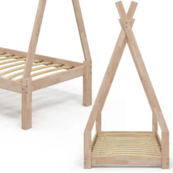 Tipi-Bett "Tipi" Naturholz 80x160 Cm Vitalispa -Möbel Store m3387 07 ol