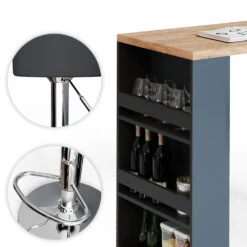 Bartisch Set Eiche/Anthrazit 117 X 57 Cm Mit 2 Barhockern Vicco -Möbel Store m3402 hs 06 ol