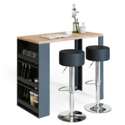 Bartisch Set Eiche/Anthrazit 117 X 57 Cm Mit 2 Barhockern Vicco -Möbel Store m3402 hs 07 ol