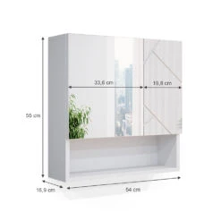 Bad Spiegelschrank "Irma" Weiß Hochglanz 54 X 55 Cm Vicco -Möbel Store m3403 03 ol