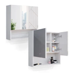 Bad Spiegelschrank "Irma" Weiß Hochglanz 54 X 55 Cm Vicco -Möbel Store m3403 07 ol