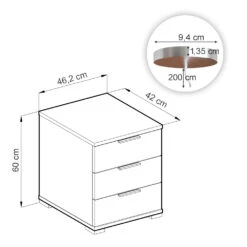 Nachttisch "Florenz" Schwarz 46.2 X 60 Cm Mit QI-Ladegerät Vicco -Möbel Store m3428 qi 03 ol
