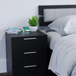 Nachttisch "Florenz" Schwarz 46.2 X 60 Cm Mit QI-Ladegerät Vicco -Möbel Store m3428 qi 05 ol