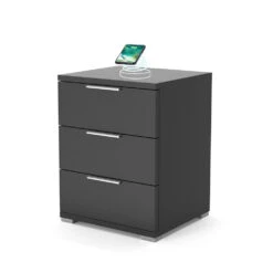 Nachttisch "Florenz" Schwarz 46.2 X 60 Cm Mit QI-Ladegerät Vicco -Möbel Store m3428 qi 07 ol