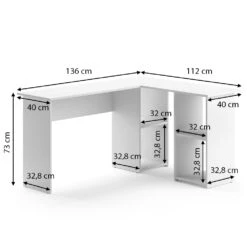 Eckschreibtisch "Carlo" Weiß 136 X 112 Cm Vicco -Möbel Store m3488 03 ol