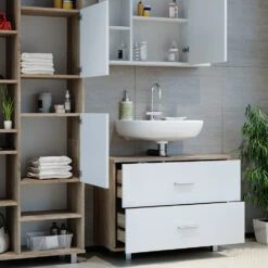 Badmöbel Set "Ilias" Sonoma/Weiß 3 Teile, Mit Unterschrank 80 Cm Vicco 14 Badmöbel Set "Ilias" Sonoma/Weiß 3 Teile, Mit Unterschrank 80 Cm Vicco -Möbel Store m3512 05 ol