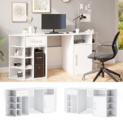 Schreibtisch "Houston" Weiß 181 X 66.5 Cm Mit Ablageflächen Vicco -Möbel Store m3534 02 ol