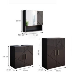 Badmöbel Set "Irma" Anthrazit Hochglanz 3 Teile, Mit Unterschrank 60 Cm Vicco 11 Badmöbel Set "Irma" Anthrazit Hochglanz 3 Teile, Mit Unterschrank 60 Cm Vicco -Möbel Store m3548 03 ol