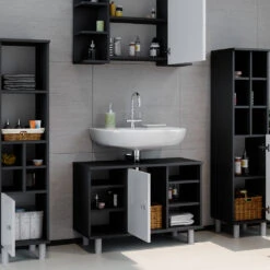 Badmöbel Set "Fynn" Anthrazit/Weiß 4 Teile, Mit Midischränke Vicco -Möbel Store m3560 05 ol