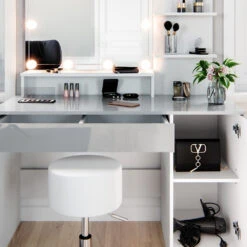 Schminktisch "Elisa" Weiß 120 Cm Mit LED Beleuchtung Und Hocker Vicco -Möbel Store m3583 hw l 05 ol