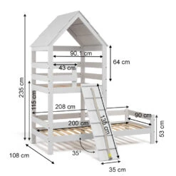 Hausbett "Teddy" Weiß 90x200 Cm Mit 2 Matratzen Vitalispa 12 Hausbett "Teddy" Weiß 90x200 Cm Mit 2 Matratzen Vitalispa -Möbel Store m3612 03 ol
