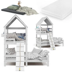 Hausbett "Teddy" Weiß 90x200 Cm Mit 2 Matratzen Vitalispa 16 Hausbett "Teddy" Weiß 90x200 Cm Mit 2 Matratzen Vitalispa -Möbel Store m3612 m2 07 ol