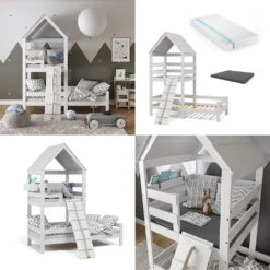 Hausbett "Teddy" Weiß 90x200 Cm Mit 2 Matratzen Vitalispa 17 Hausbett "Teddy" Weiß 90x200 Cm Mit 2 Matratzen Vitalispa -Möbel Store m3612 m2 08 ol