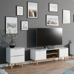 Sideboard "Nautica" Weiß/Sonoma 45 X 61 Cm Vicco 12 Sideboard "Nautica" Weiß/Sonoma 45 X 61 Cm Vicco -Möbel Store m3674 04 ol