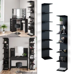 Wandregal "Paolo" Schwarz 30 X 190 Cm 2er Set Vicco -Möbel Store m3692 08 ol