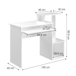 Schreibtisch "Karl" Weiß 106 X 40 Cm Vicco 11 Schreibtisch "Karl" Weiß 106 X 40 Cm Vicco -Möbel Store m3719 03 ol