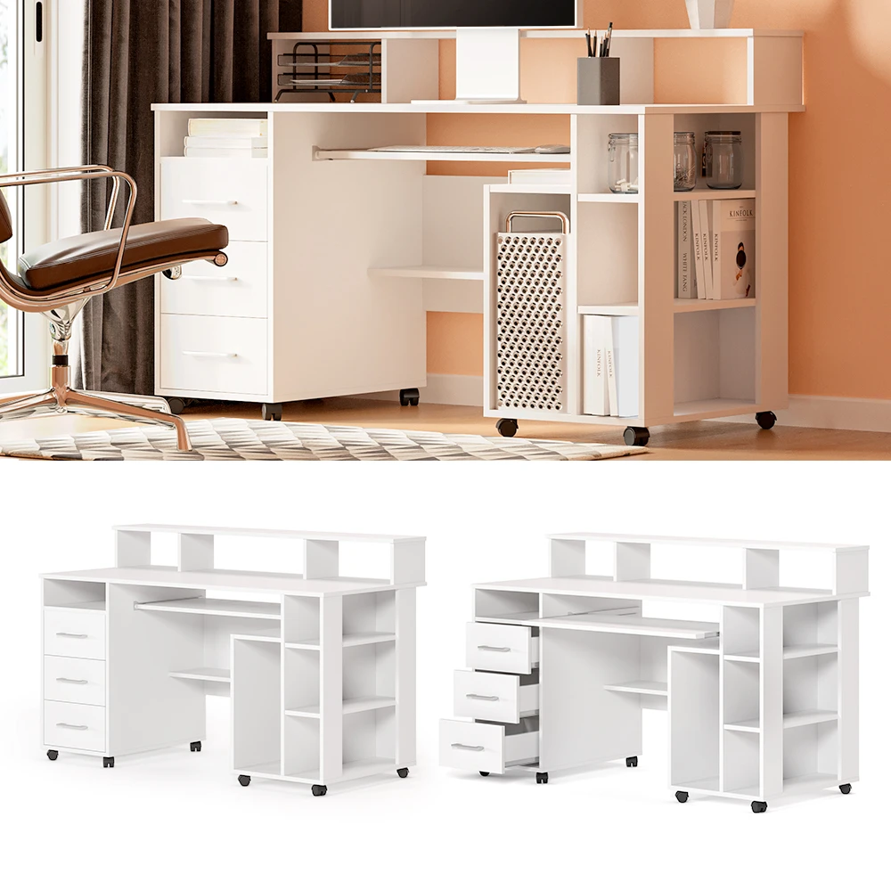 Schreibtisch "Bern" Weiß 140 X 66 Cm Vicco 4 Schreibtisch "Bern" Weiß 140 X 66 Cm Vicco – Bild 2