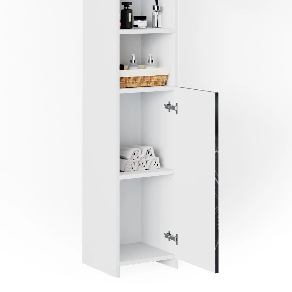 Badschrank "Nero" Marmor 30 X 195 Cm Mit Türen, Und Offenen Fächern Vicco 8 Badschrank "Nero" Marmor 30 X 195 Cm Mit Türen, Und Offenen Fächern Vicco – Bild 6