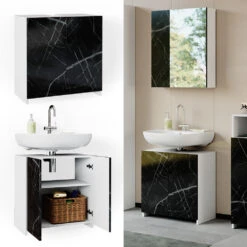 Waschbeckenunterschrank "Nero" Marmor 58 X 60 Cm Mit 2 Türen Vicco -Möbel Store m3736 02 ol