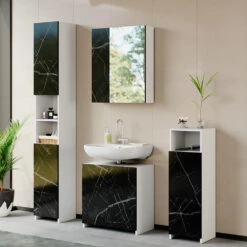 Waschbeckenunterschrank "Nero" Marmor 58 X 60 Cm Mit 2 Türen Vicco -Möbel Store m3736 04 ol