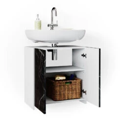 Waschbeckenunterschrank "Nero" Marmor 58 X 60 Cm Mit 2 Türen Vicco -Möbel Store m3736 07 ol
