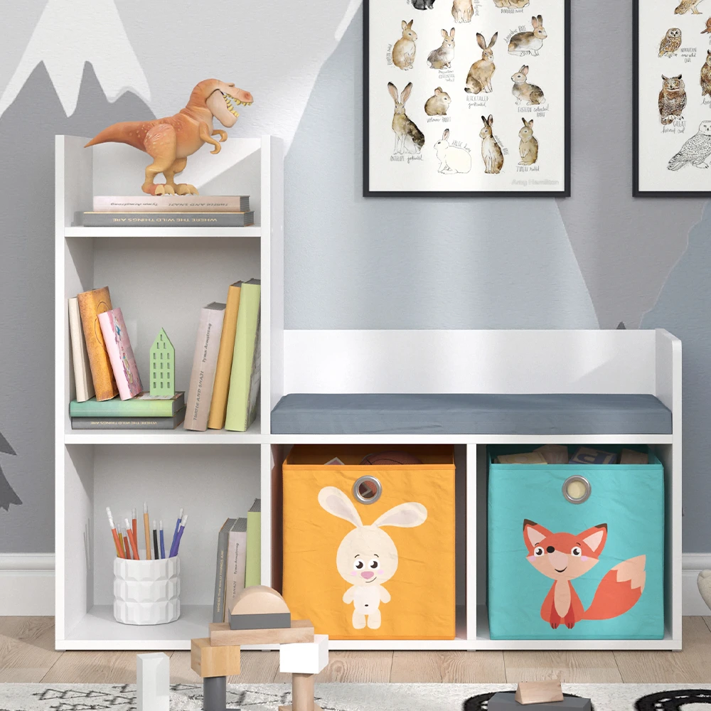 Kinderregal "Luigi" Weiß 107.2 X 88.6 Cm Mit 2 Faltboxen Opt.1 Vicco 7 Kinderregal "Luigi" Weiß 107.2 X 88.6 Cm Mit 2 Faltboxen Opt.1 Vicco – Bild 5