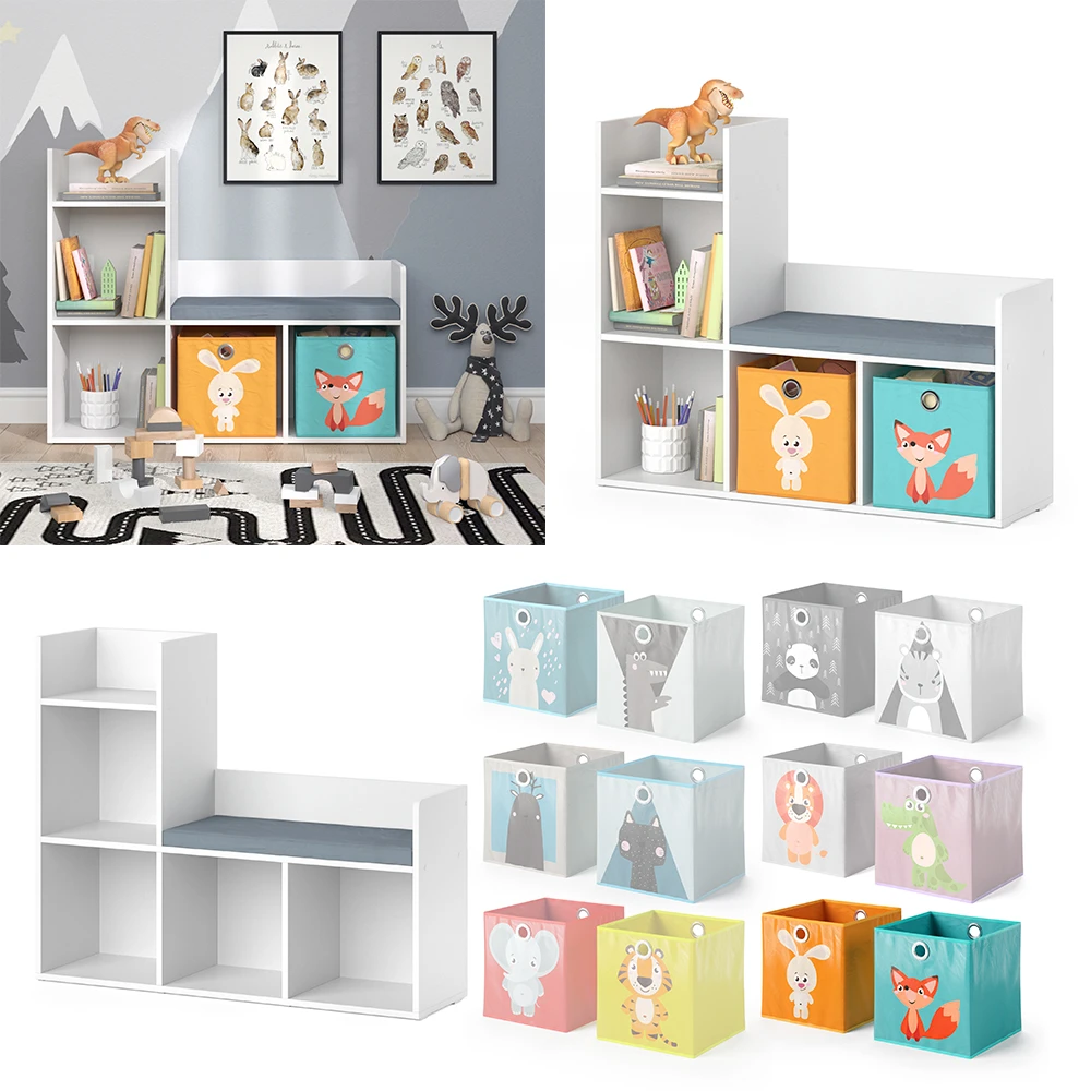 Kinderregal "Luigi" Weiß 107.2 X 88.6 Cm Mit 2 Faltboxen Opt.1 Vicco 10 Kinderregal "Luigi" Weiß 107.2 X 88.6 Cm Mit 2 Faltboxen Opt.1 Vicco – Bild 8