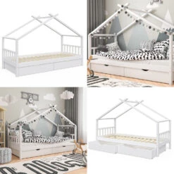 Hausbett "Design" Weiß 90x200 Cm Mit 2 Schubladen Vitalispa -Möbel Store m3751 2s 08 ol