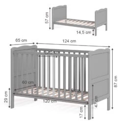 Babybett "Tobi" Grau 60x120 Cm Vitalispa -Möbel Store m3781 03 ol