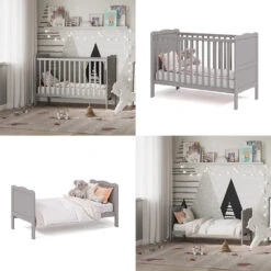 Babybett "Tobi" Grau 60x120 Cm Vitalispa -Möbel Store m3781 08 ol