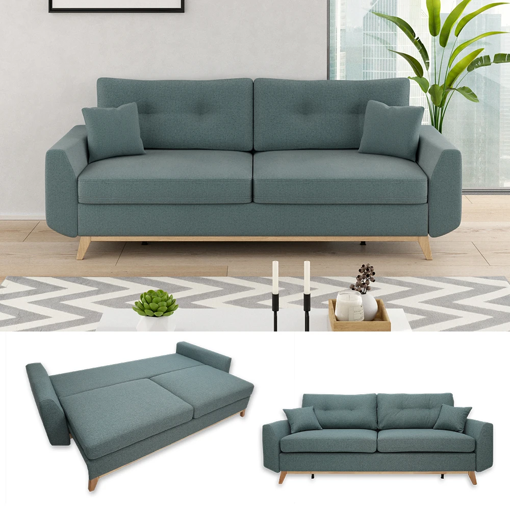 Sofa "Sidney" Blau 230 Cm Vitalispa 4 Sofa "Sidney" Blau 230 Cm Vitalispa – Bild 2