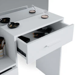 Schminktisch "Conrada" Weiß 80 Cm Mit LED Beleuchtung Und Hocker Vicco -Möbel Store m3799 hw l 06 ol