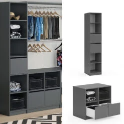 Schubladen "Visit" Anthrazit 35 X 26 Cm 2er Set Vicco -Möbel Store m3825 02 ol