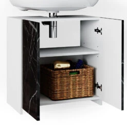 Badmöbel Set "Nero" Marmor/Weiß 4 Teile Vicco -Möbel Store m4003 06 ol