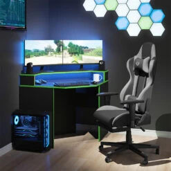 Gaming Tisch "Kron" Schwarz/Grün 90 X 90 Cm Eckform Vicco 13 Gaming Tisch "Kron" Schwarz/Grün 90 X 90 Cm Eckform Vicco -Möbel Store m4018 04 ol