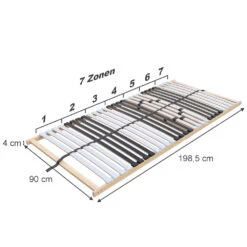 Lattenrost Weiß/Schwarz 90x200 Cm 2er Set, 28 Federholzleisten Vitalispa -Möbel Store m4038 2er 03 ol