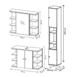 Badmöbel Set "Aquis" Anthrazit/Sonoma 3 Teile, Mit Hochschrank Vicco 11 Badmöbel Set "Aquis" Anthrazit/Sonoma 3 Teile, Mit Hochschrank Vicco -Möbel Store m4044 03 ol