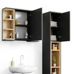 Badmöbel Set "Aquis" Anthrazit/Sonoma 3 Teile, Mit Hochschrank Vicco 14 Badmöbel Set "Aquis" Anthrazit/Sonoma 3 Teile, Mit Hochschrank Vicco -Möbel Store m4044 06 ol