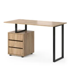 Schreibtisch "Adem" Naturholz/Schwarz 120 X 60 Cm Vicco