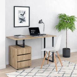 Schreibtisch "Adem" Naturholz/Schwarz 120 X 60 Cm Vicco 12 Schreibtisch "Adem" Naturholz/Schwarz 120 X 60 Cm Vicco -Möbel Store m4048 04 ol