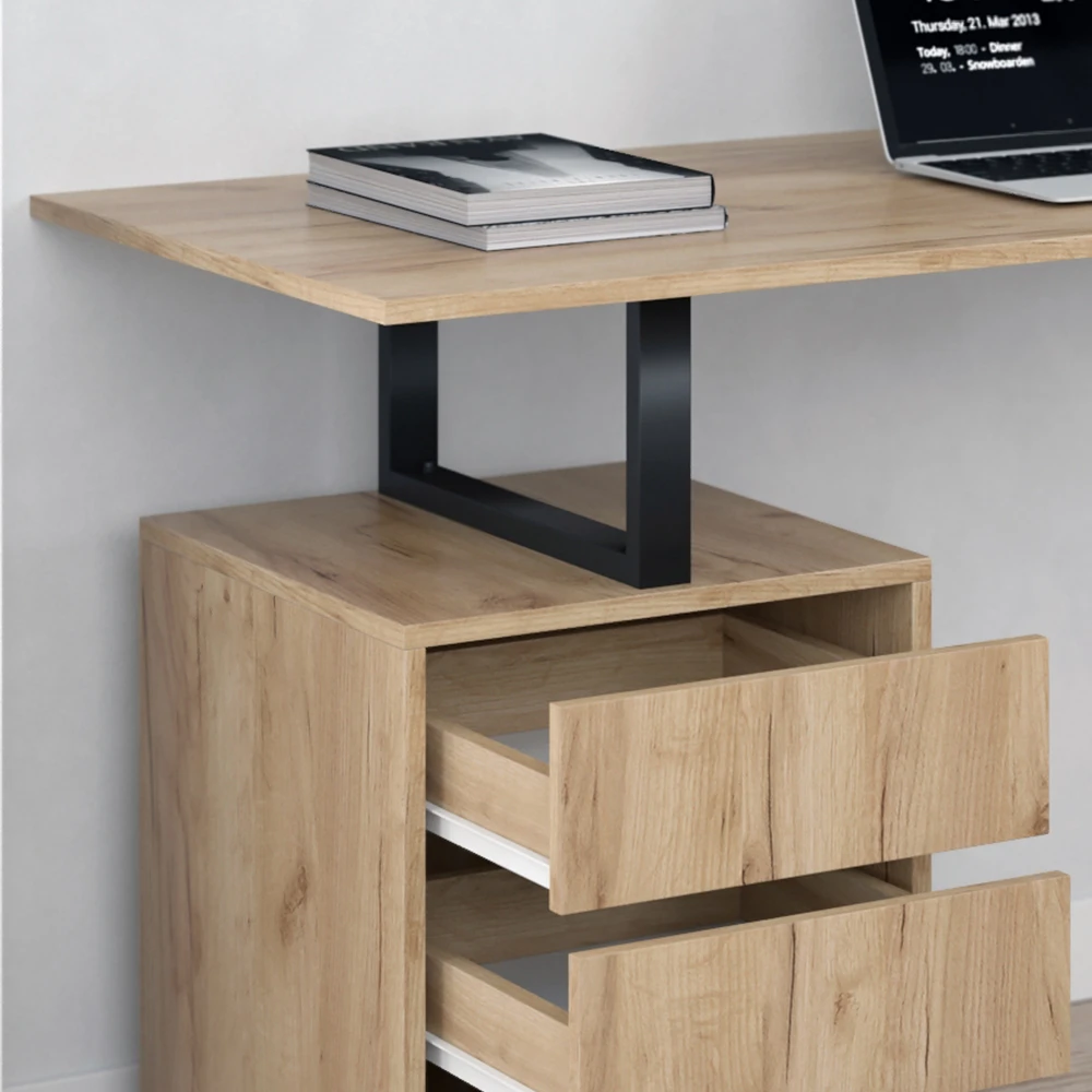 Schreibtisch "Adem" Naturholz/Schwarz 120 X 60 Cm Vicco 7 Schreibtisch "Adem" Naturholz/Schwarz 120 X 60 Cm Vicco – Bild 5