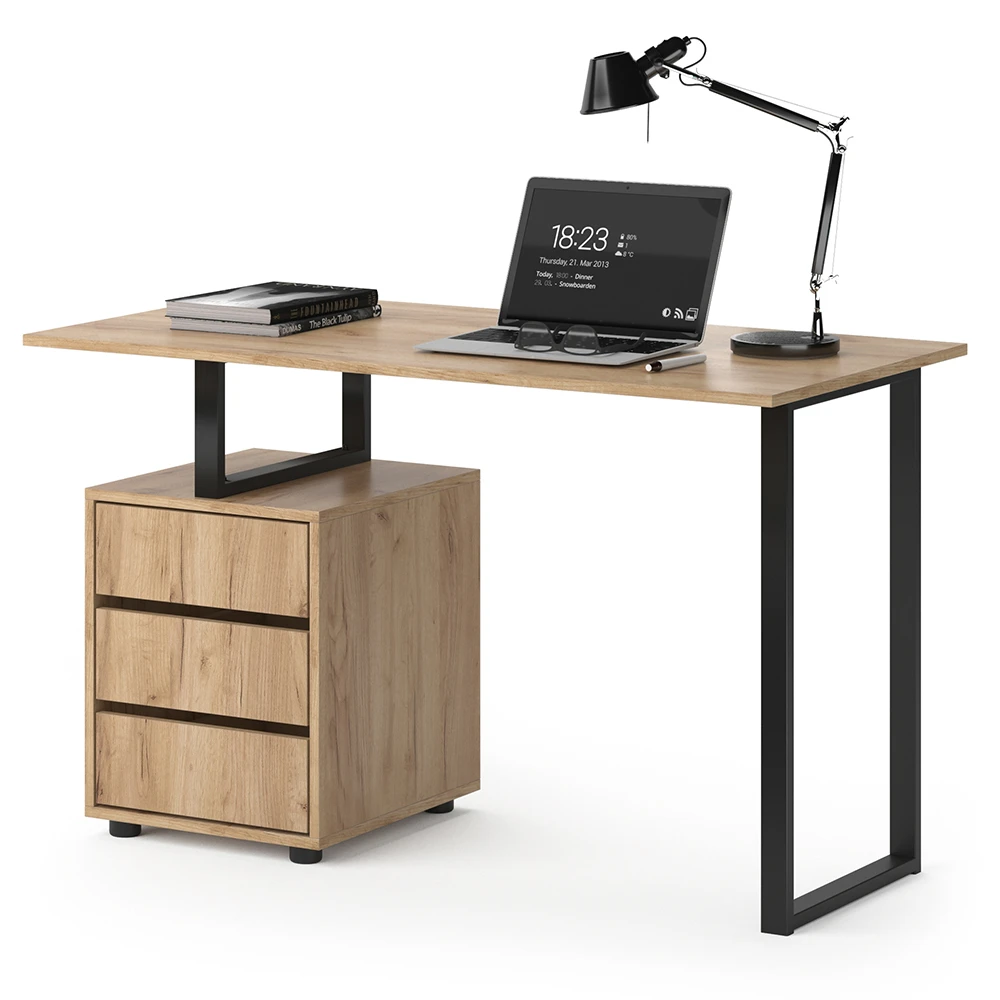 Schreibtisch "Adem" Naturholz/Schwarz 120 X 60 Cm Vicco 9 Schreibtisch "Adem" Naturholz/Schwarz 120 X 60 Cm Vicco – Bild 7