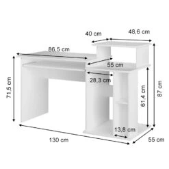 Schreibtisch "Jan" Weiß 130 X 55 Cm Vicco -Möbel Store m4074 03 ol