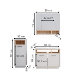 Badmöbel Set "Beatrice" Weiß/Sonoma 3 Teile Vicco -Möbel Store m4083 03 ol