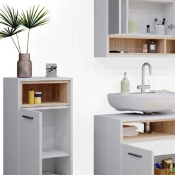 Badmöbel Set "Beatrice" Weiß/Sonoma 3 Teile Vicco -Möbel Store m4083 06 ol