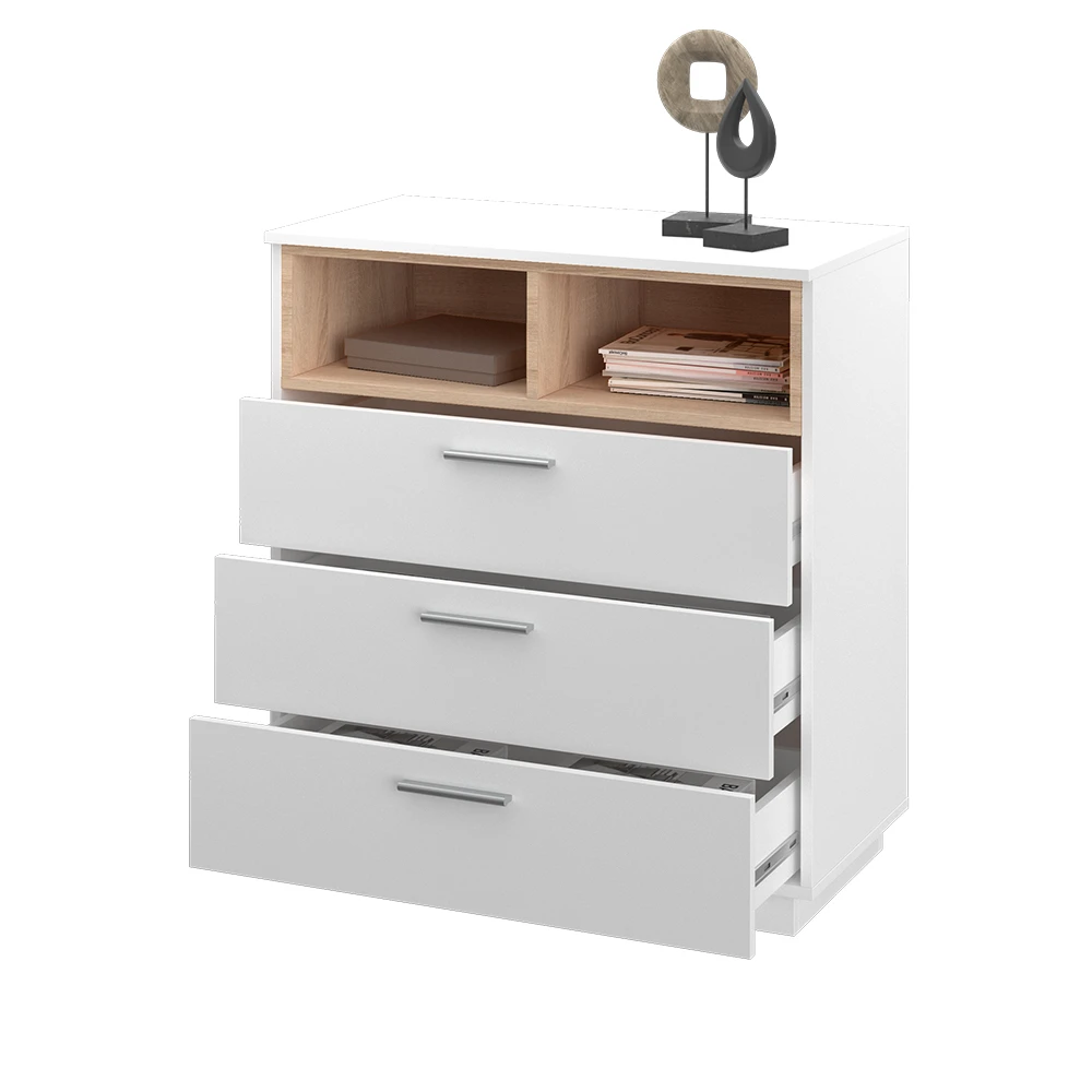 Sideboard "Beatrice" Weiß/Sonoma 79.6 X 88 Cm Mit 3 Breiten Schubladen Vicco 9 Sideboard "Beatrice" Weiß/Sonoma 79.6 X 88 Cm Mit 3 Breiten Schubladen Vicco – Bild 7