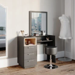 Schminktisch "Beatrice" Anthrazit/Eiche 100 Cm Mit Hocker Vicco -Möbel Store m4107 hs 04 ol