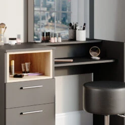 Schminktisch "Beatrice" Anthrazit/Eiche 100 Cm Mit Hocker Vicco -Möbel Store m4107 hs 05 ol