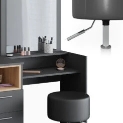 Schminktisch "Beatrice" Anthrazit/Eiche 100 Cm Mit Hocker Vicco -Möbel Store m4107 hs 06 ol